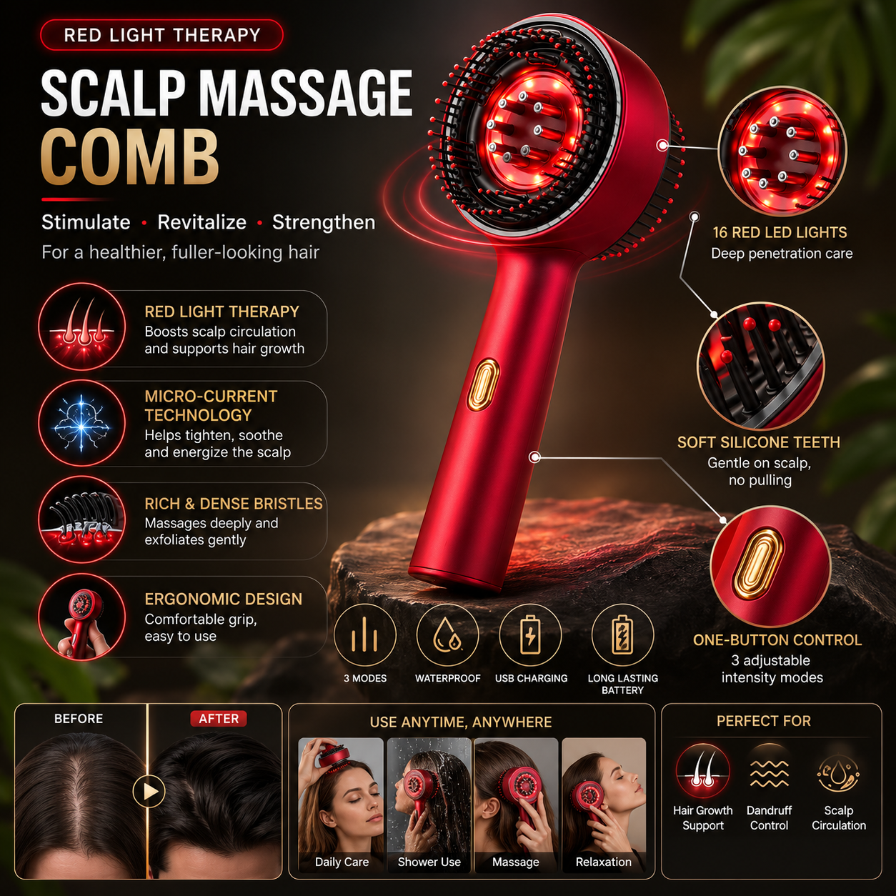 Scalp Massager — Electric Hair Growth Stimulator